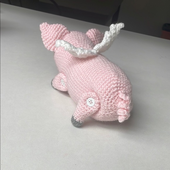 Handmade Pink Pig with Wings Plush Toy - Picture 4 of 5
